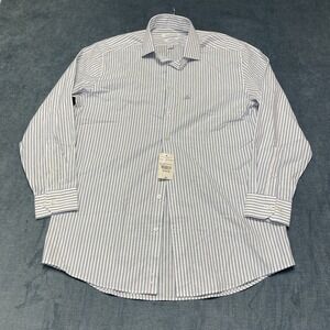 Collection by Michael Strahan Dress Shirt Mens 16 32/33 White Blue Stripe Oxford